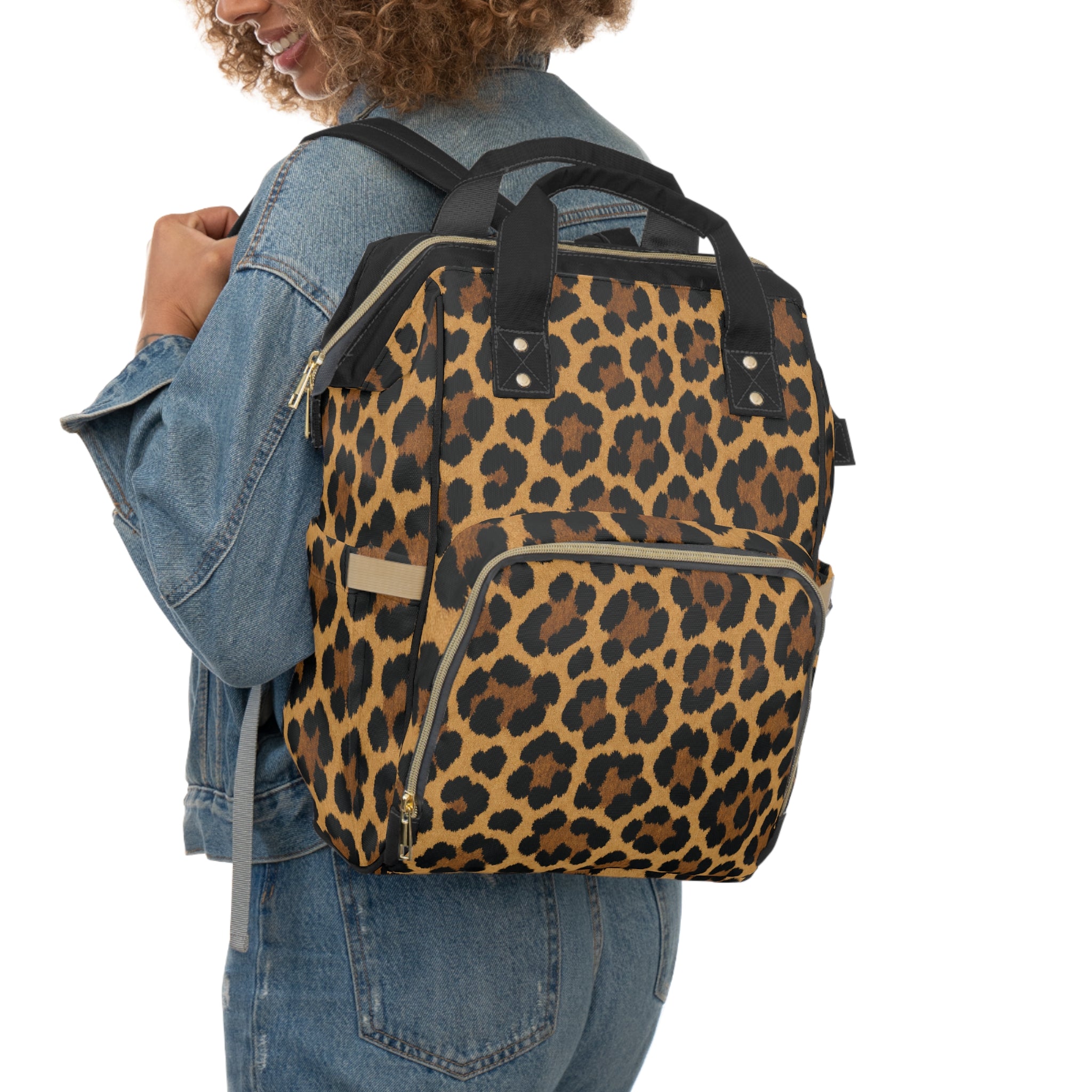 Leopard Print Multifunctional Diaper Backpack