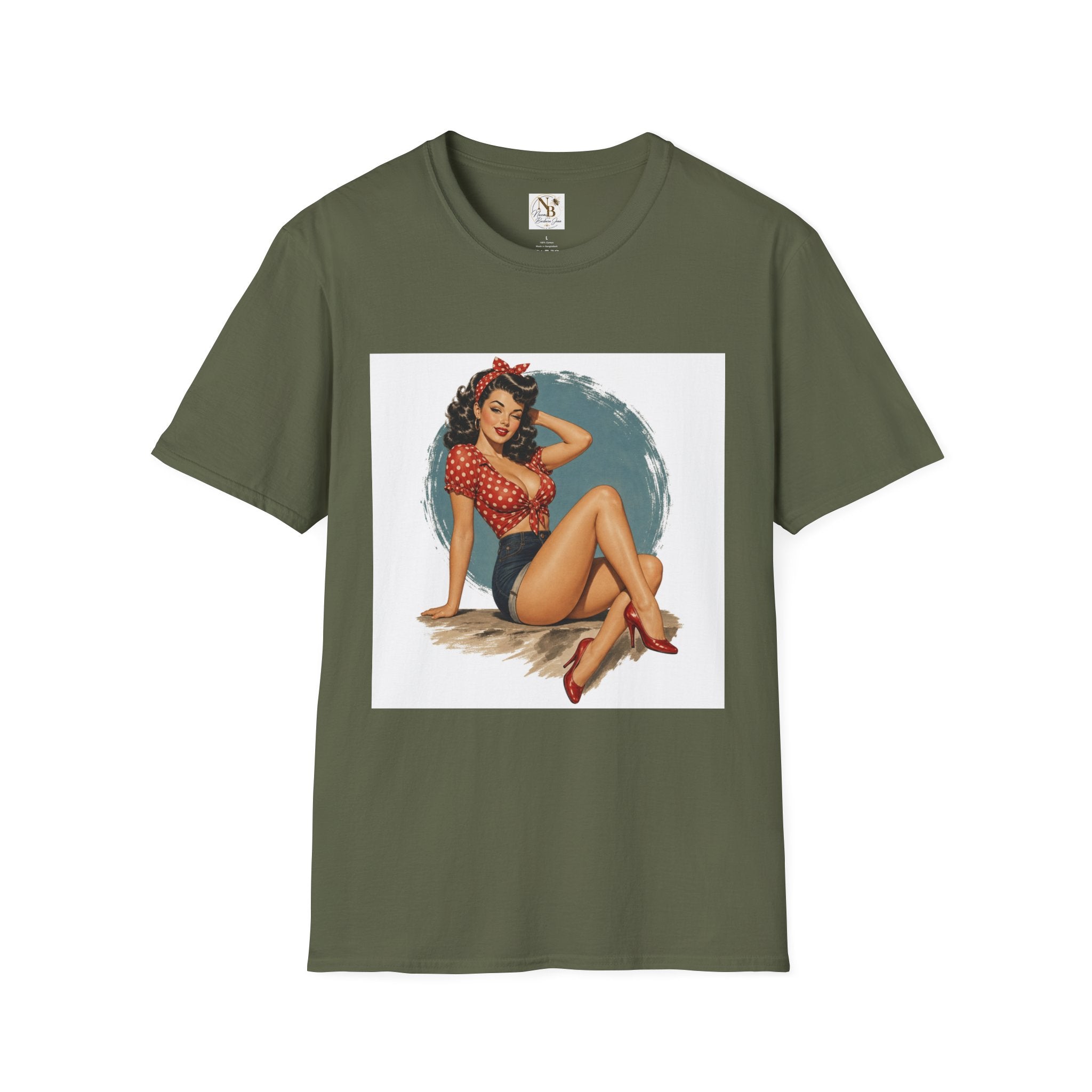 Pin Up Girl Red Unisex Softstyle T-Shirt