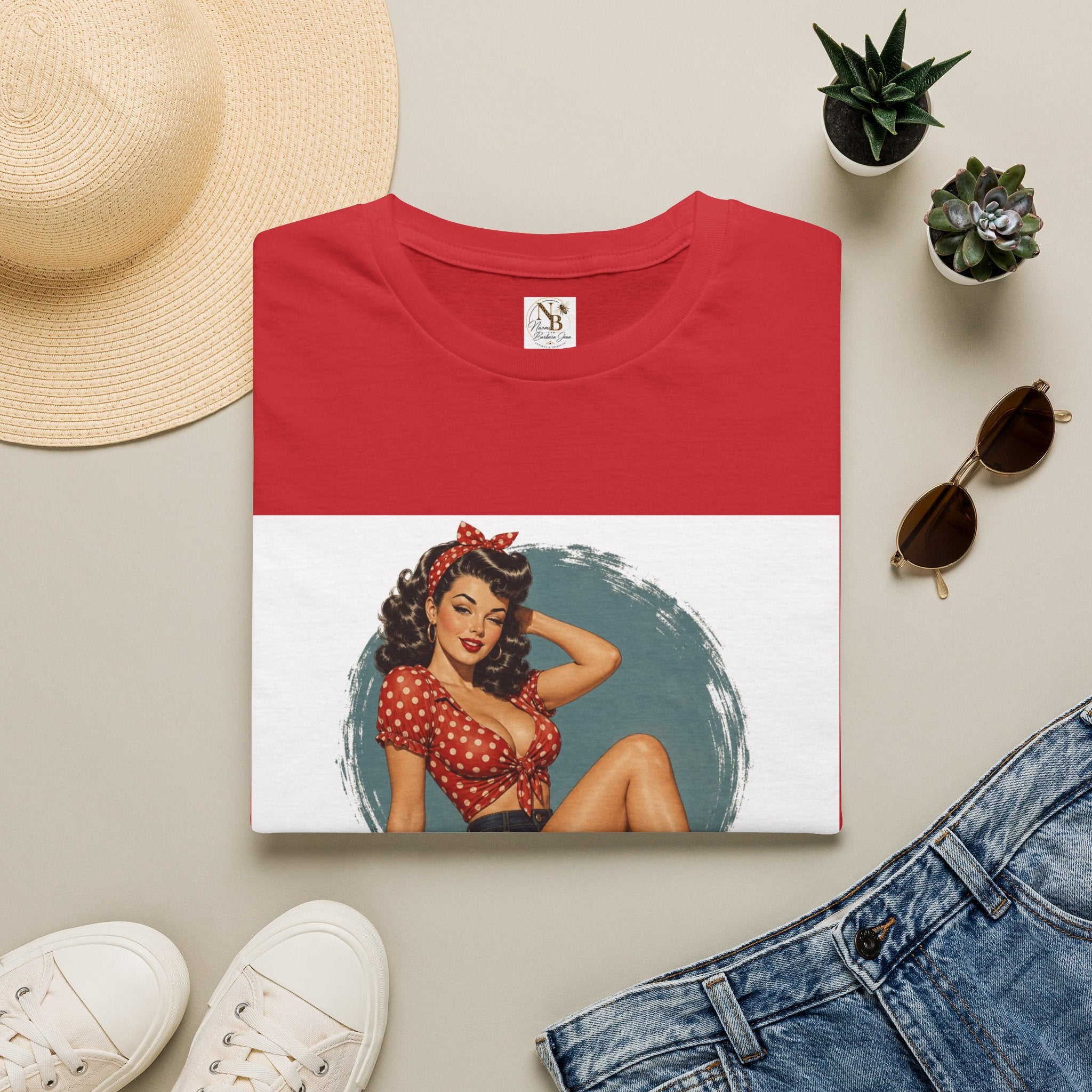 Pin Up Girl Red Unisex Softstyle T-Shirt
